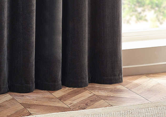 Heavy Chenille Eyelet, Charcoal - Ready Made Curtains - Image 6